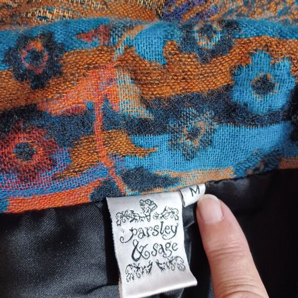 Parsley & Sage M Boho Southwestern Tapestry Wool Blend Toggle Jacket Artsy Coat - Picture 10 of 11